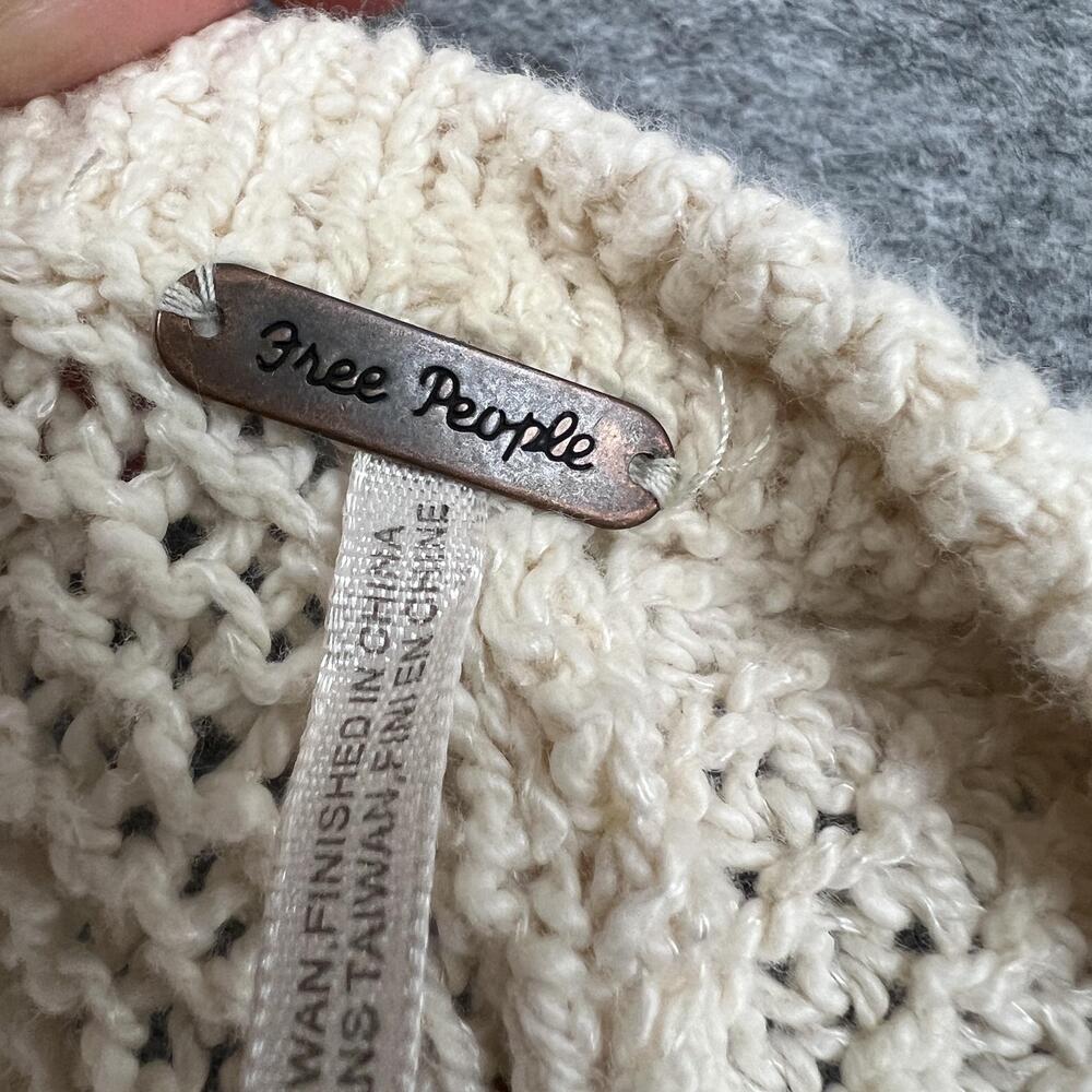 Free People Cardigan Sweater Womens S White Open Knit Lightweight Pockets Preppy - Picture 3 of 16